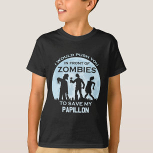 T-shirt Funny Zombie Halloween Pet Papillon