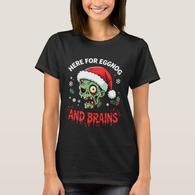 T-shirt Funny Zombie Santa Christmas Tee Mens Womens Seaso (Devant)