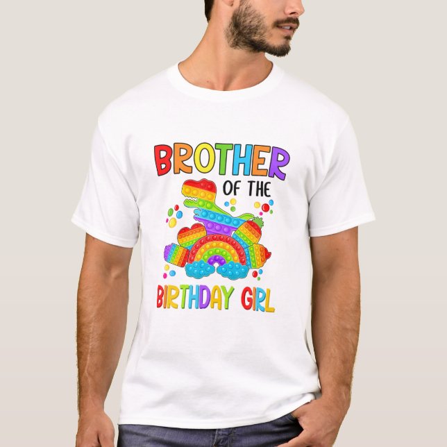 T-shirt Funy Frère De L'Anniversaire Fille Pop It Dinosaur (Devant)