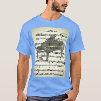 T-shirt Fur Elise Beethoven Piano Sheet Musique Vintage Lo