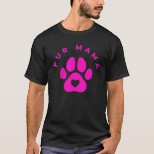 T-shirt Fur Mama Femen Chien Pourpre Empreinte de patte Ch