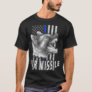 T-shirt Fur Missile K9 Ligne Bleue Verticale Mince Indicat