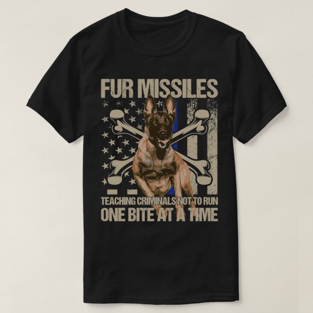 T-shirt Fur Missiles Enseigner Criminels Ligne Bleue K9 Ch (Design devant)