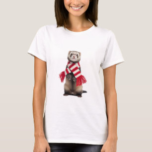 T-shirt Furet Adorable Vêtu de Rouge et de Blanc
