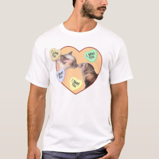 T-shirt Furet et chat au coeur