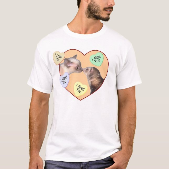 T-shirt Furet et chat au coeur (Devant)