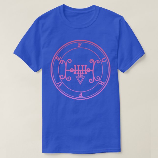 T-shirt Furfur Sigil enseigne sur le dégradé rose secret (Design devant)