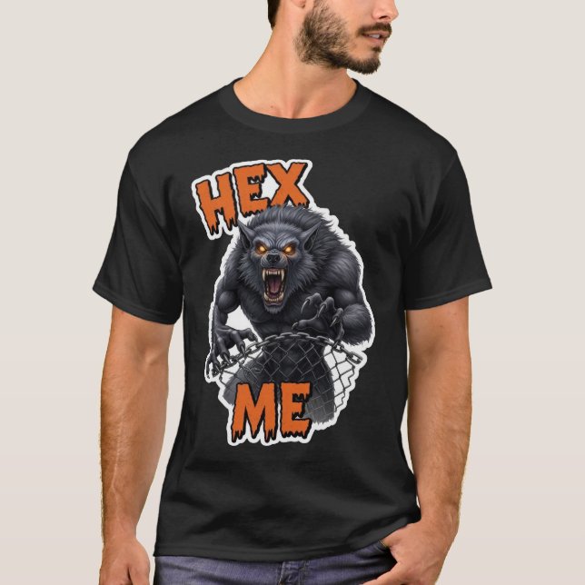 T-shirt Furious werewolf with glowing eyes and sharp fangs (Devant)