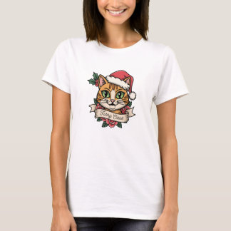 T-shirt Furry Claus: Vintage Christmas Cat Shirt