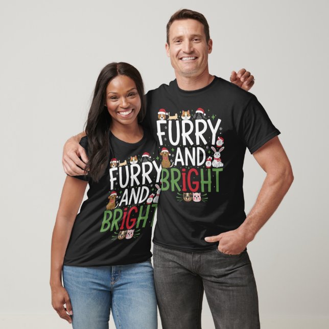 T-shirt Furry et brillant - Festive vacances animal de com (Unisexe)