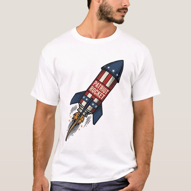 T-shirt Fusée Patriot 4 juillet Conception de feux d'artif (Devant)