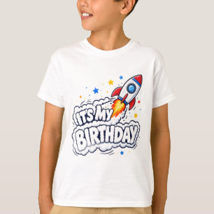 T-shirt Fusée Qui Décolle 'C'est Mon Anniversaire' Enfants