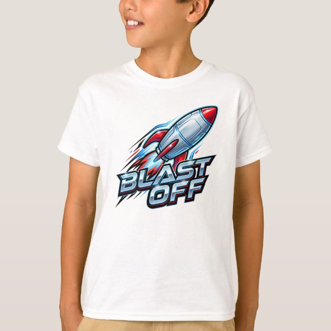 T-shirt Fusée spatiale chrome Blast Off (Devant)