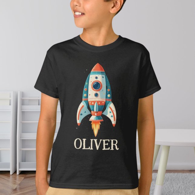 T-shirt Fusée spatiale de dessin animé mignonne personnali (Créateur téléchargé)