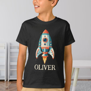 T-shirt Fusée spatiale de dessin animé mignonne personnali