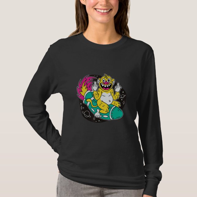 T-shirt Fusée spatiale singe (Devant)