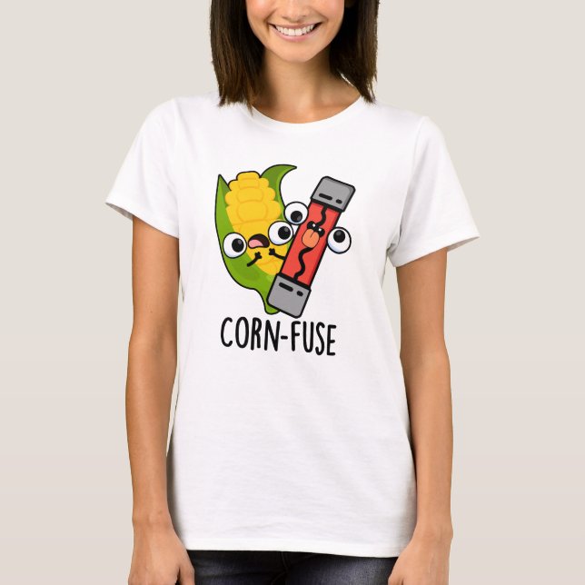 T-shirt Fusible de maïs amusant Confus Pun (Devant)