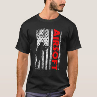 T-shirt Fusil Airsoft Cool Drapeau Usa Joueur Airsoft Amér
