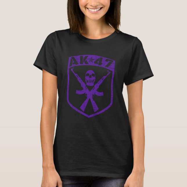 T-shirt Fusil d'assaut AK 47 Skull Violet (Devant)