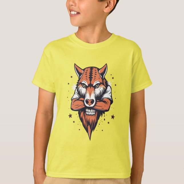 T-shirt Fusion de crâne de renard féroce (Devant)