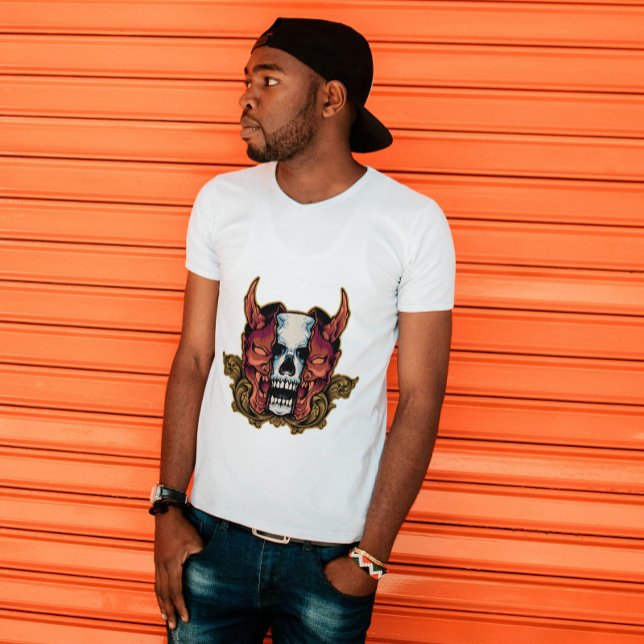 T-shirt Fusion de crâne du démon japonais Hannya (Créateur téléchargé)