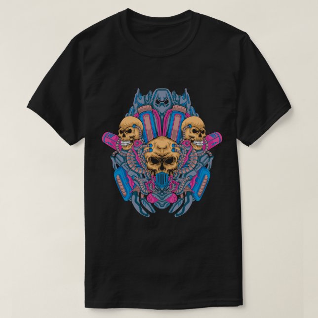 T-shirt Fusion du crâne Bio-Mech (Design devant)