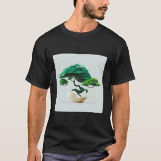 T-shirt Fusion géométrique où Bonsai rencontre mathématiqu