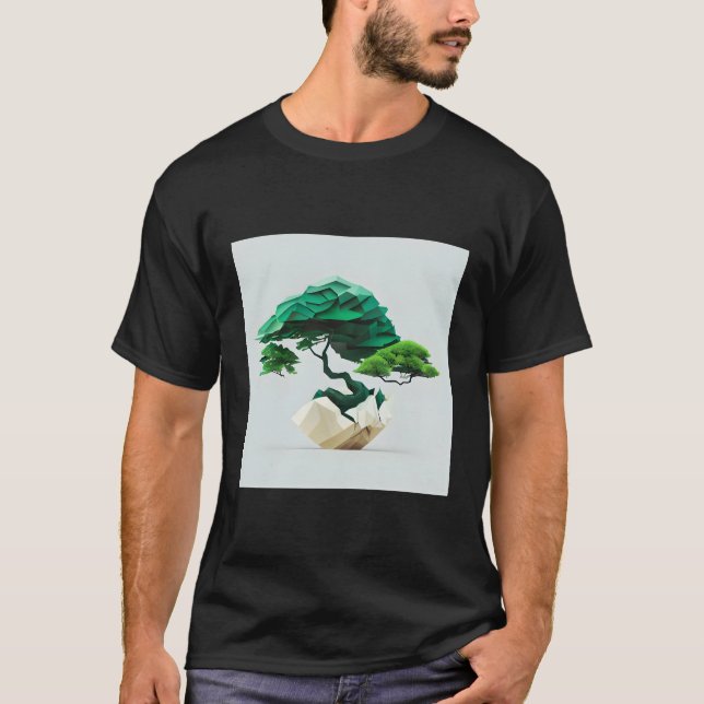 T-shirt Fusion géométrique où Bonsai rencontre mathématiqu (Devant)