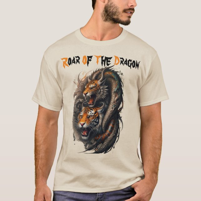T-shirt Fusion mythique : puissance tigre-dragon (Devant)