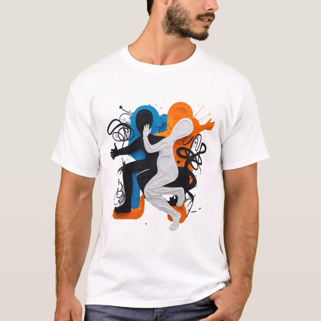 T-shirt Fusion Rythmique : Danse d'Ombres et de Couleurs (Devant)