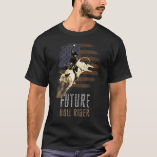 T-shirt Futur Bull Rider Drapeau Patriotique Américain Pou