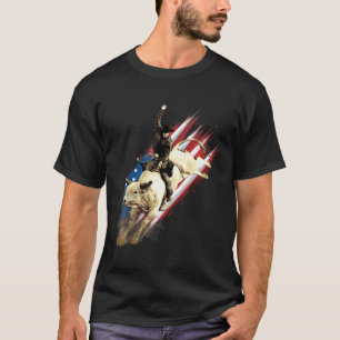 T-shirt Futur Bull Rider Drapeau Patriotique Américain Pou