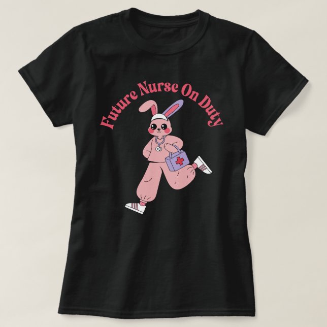 T-shirt Futur infirmier en service Lapin mignon (Design devant)