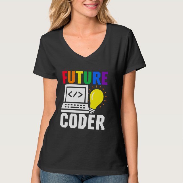 T-shirt Futur jeune codeur mignon carrière programmeur inf (Devant)