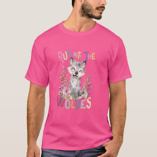 T-shirt futur loup alpha avec fleurs mignon loup animal