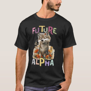 T-shirt futur loup alpha avec fleurs mignon loup animal