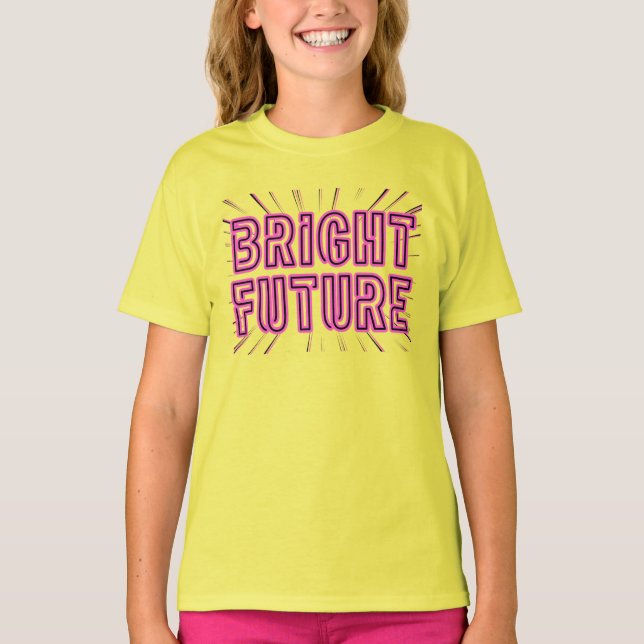 T-shirt Futur lumineux en rose entouré de rayons solaires (Devant)
