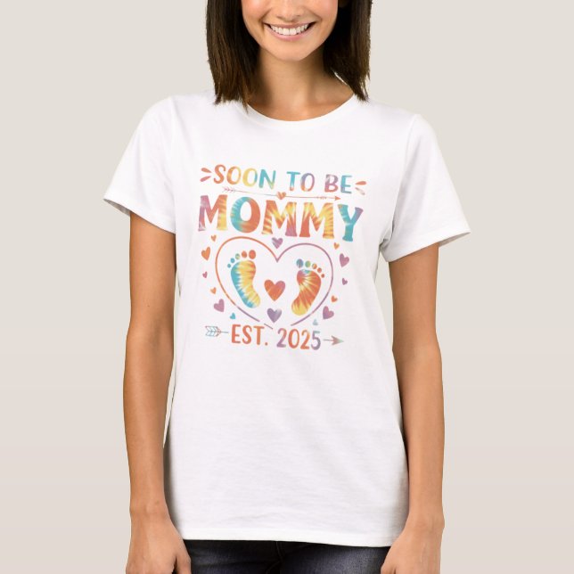 T-shirt Futur Maman Tie-Dye Annonce de Grossesse  (Devant)