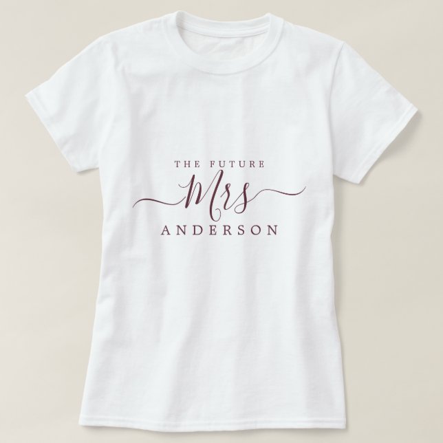 T-shirt Futur Mme Chic Script Nom personnalisé Mariée à êt (Design devant)