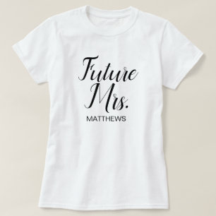 T-shirt Futur Mme Noir Script Moderne Mariage personnalis
