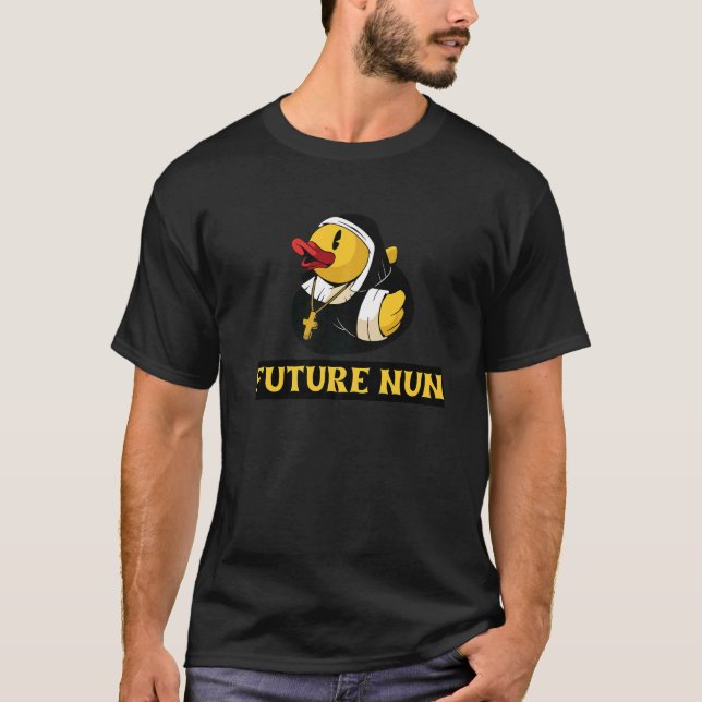 T-shirt Futur Nun Rubber Canard Salle de bain Bain Squeak  (Devant)
