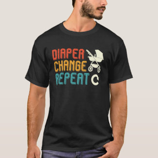 T-shirt Futur Papa CHANGER COUCHE RÉPÉTER Drôle Bientôt-