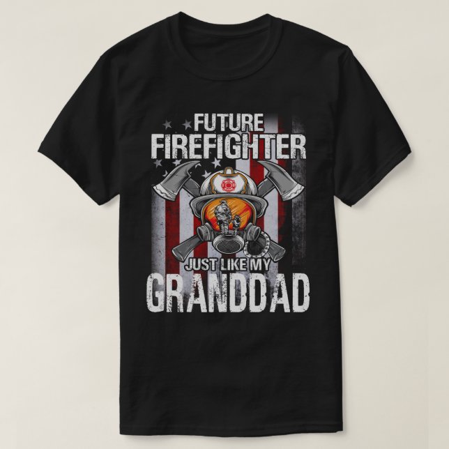 T-shirt Futur pompier comme mon GRAND-DAD NOUS Drapeau (Design devant)
