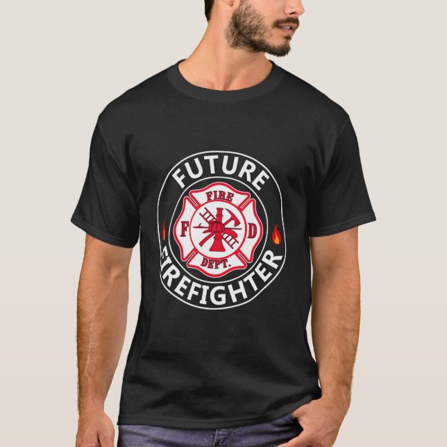 T-shirt Futur pompier Insigne de lutte contre les incendie (Devant)