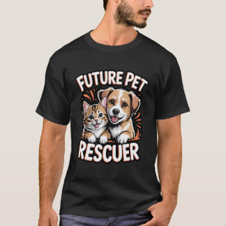 T-shirt Futur Sauveteur d'Animaux Mignon Chat et Chien