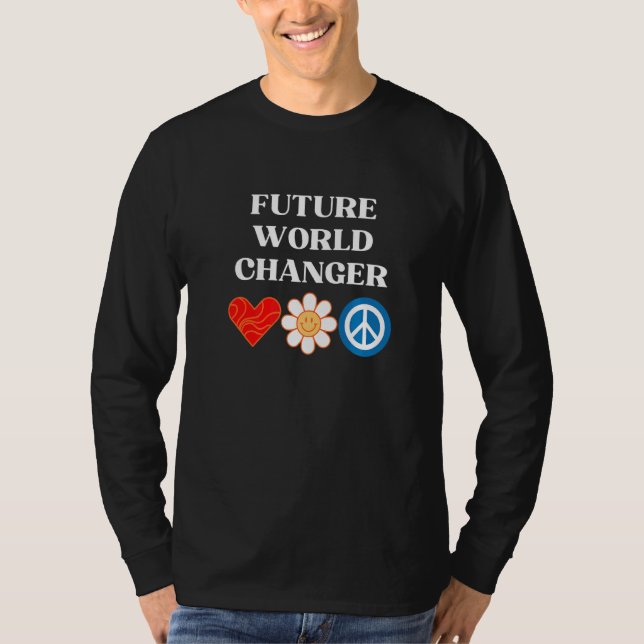 T-shirt Future Change World Changer Peace Love Smile Vinta (Devant)