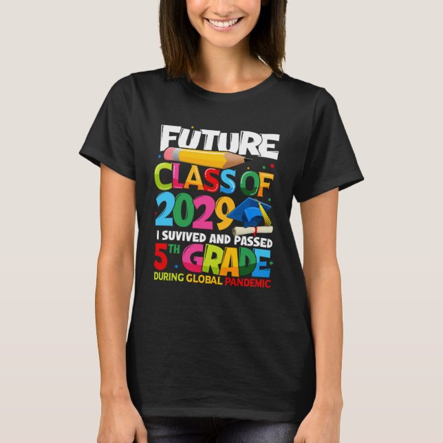 T-shirt Future Class Of 2029 I Survived Passé 5e année G (Devant)