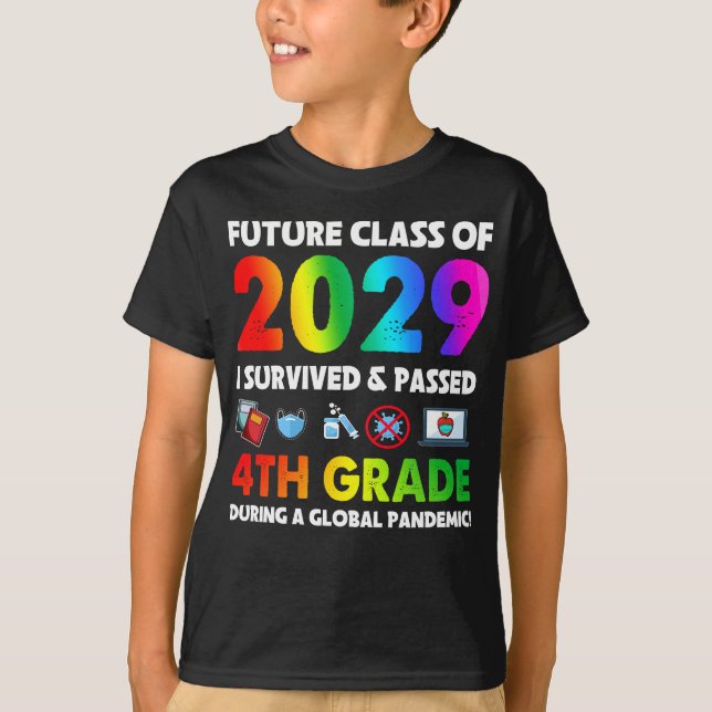T-shirt Future Classe De 2029 Équipe De 4E Année Retour À  (Devant)