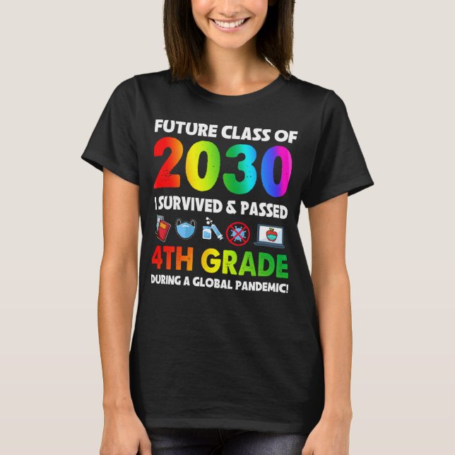 T-shirt Future Classe De 2030 Équipe De 4E Année Retour À  (Devant)