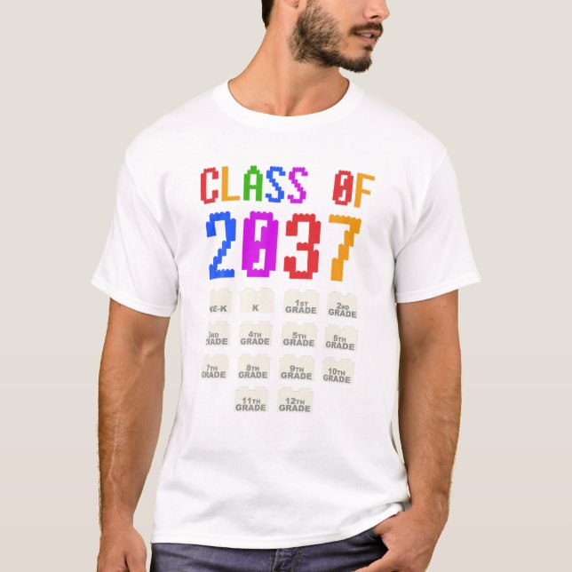 T-shirt Future CLASSE De 2037 Pre Kindergarten Bricks Chec (Devant)